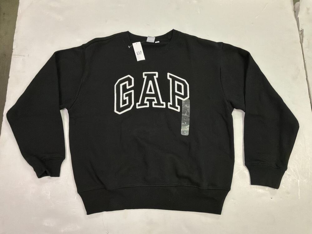 GAP Sweatshirt Womens Small Black Arch Logo Crewneck Pullover Fleece NWT